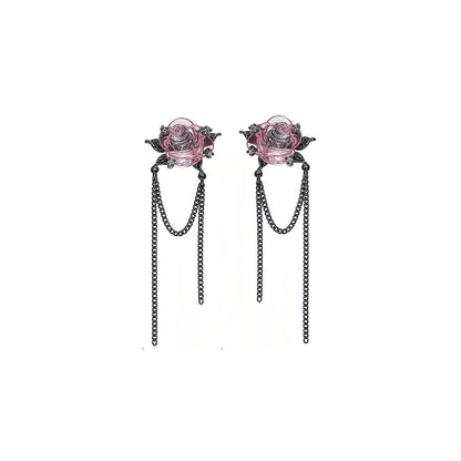 Pink Rose Dark Gothic Necklace/Earrings【varieties】