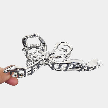 Minimalist Silver Metal Bow Hair Clip