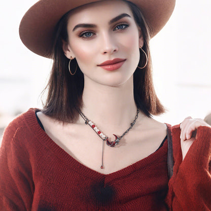 Blood Moon Rose Jewelry Set – Necklace / Bracelet / Earrings