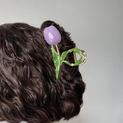 Stylish Single Tulip Metal Hair Claw Clip【varieties】