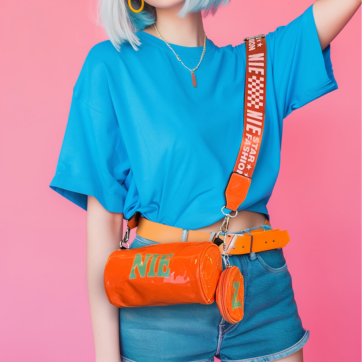Shiny Crossbody Bag with Coin Pouch