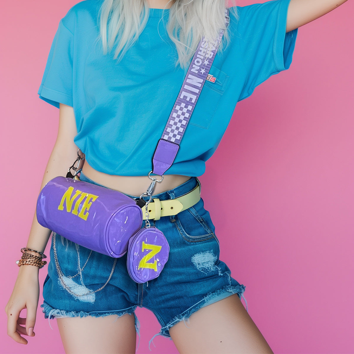 Shiny Crossbody Bag with Coin Pouch