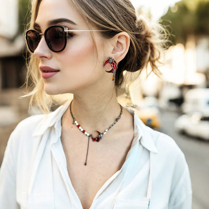 Blood Moon Rose Jewelry Set – Necklace / Bracelet / Earrings