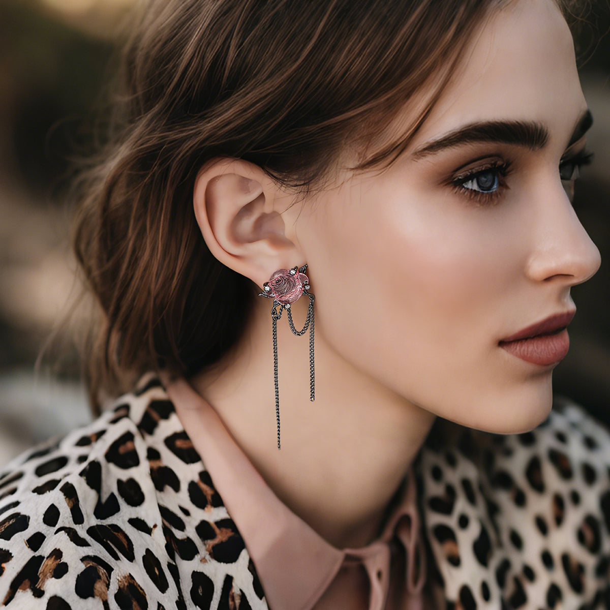 Pink Rose Dark Gothic Necklace/Earrings【varieties】