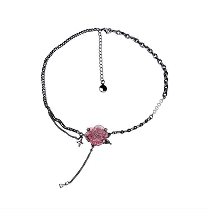 Pink Rose Dark Gothic Necklace/Earrings【varieties】