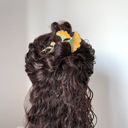 Ginkgo Leaf Twisted Clip Delicate Metal Hairpin