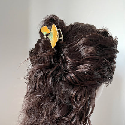 Ginkgo Leaf Twisted Clip Delicate Metal Hairpin