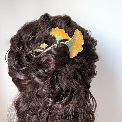 Ginkgo Leaf Twisted Clip Delicate Metal Hairpin