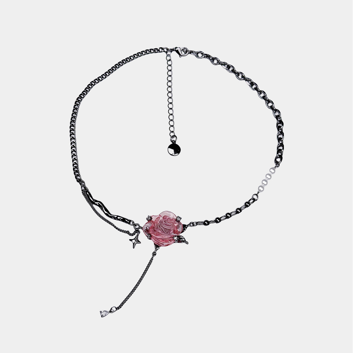 Pink Rose Dark Gothic Necklace/Earrings【varieties】