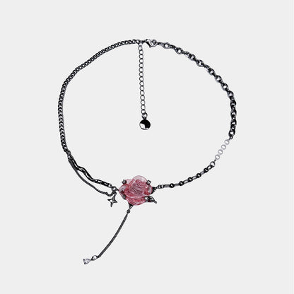 Pink Rose Dark Gothic Necklace/Earrings【varieties】